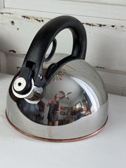 Revereware Whistling Tea Kettle Stainless Steel Vintage 1980s Retro Kitchen Appliance
