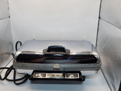 Vintage GE G44 Chrome Grill Waffle Baker with Original Manual