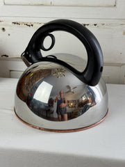 Revereware Whistling Tea Kettle Stainless Steel Vintage 1980s Retro Kitchen Appliance