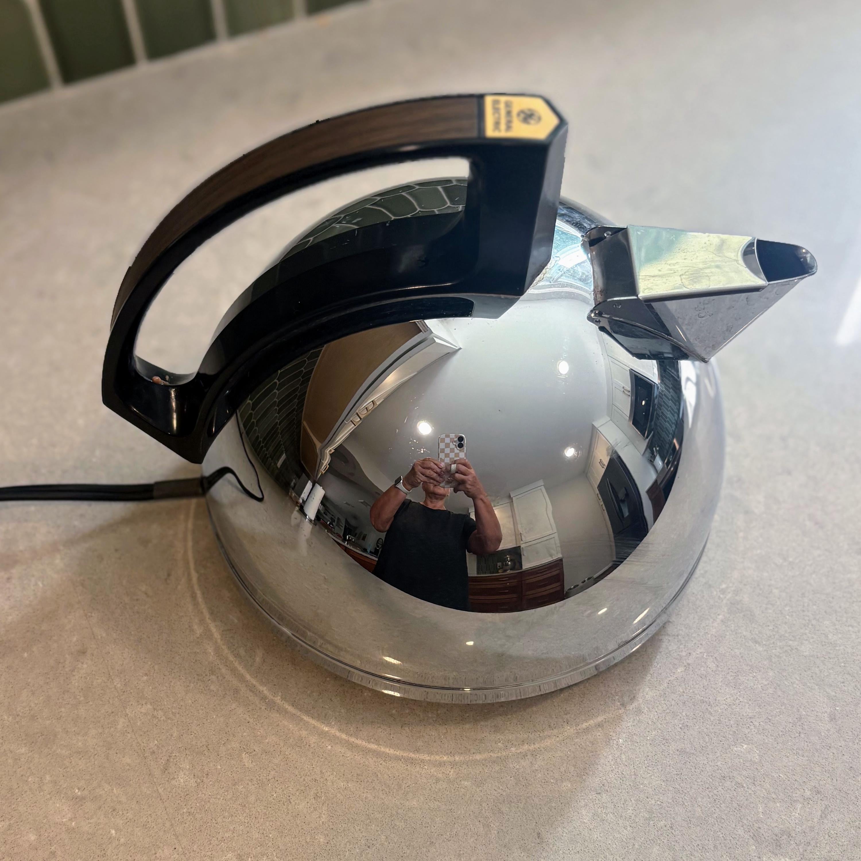 Vintage GE Chrome Electric Kettle with Black Handle