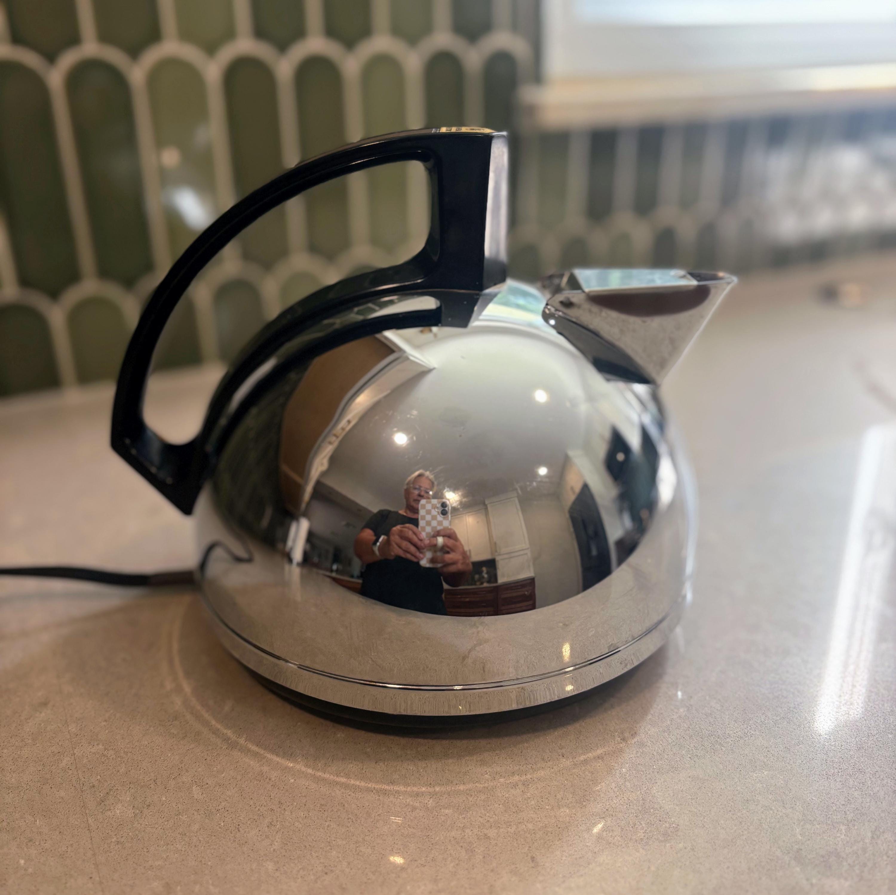 Vintage GE Chrome Electric Kettle with Black Handle