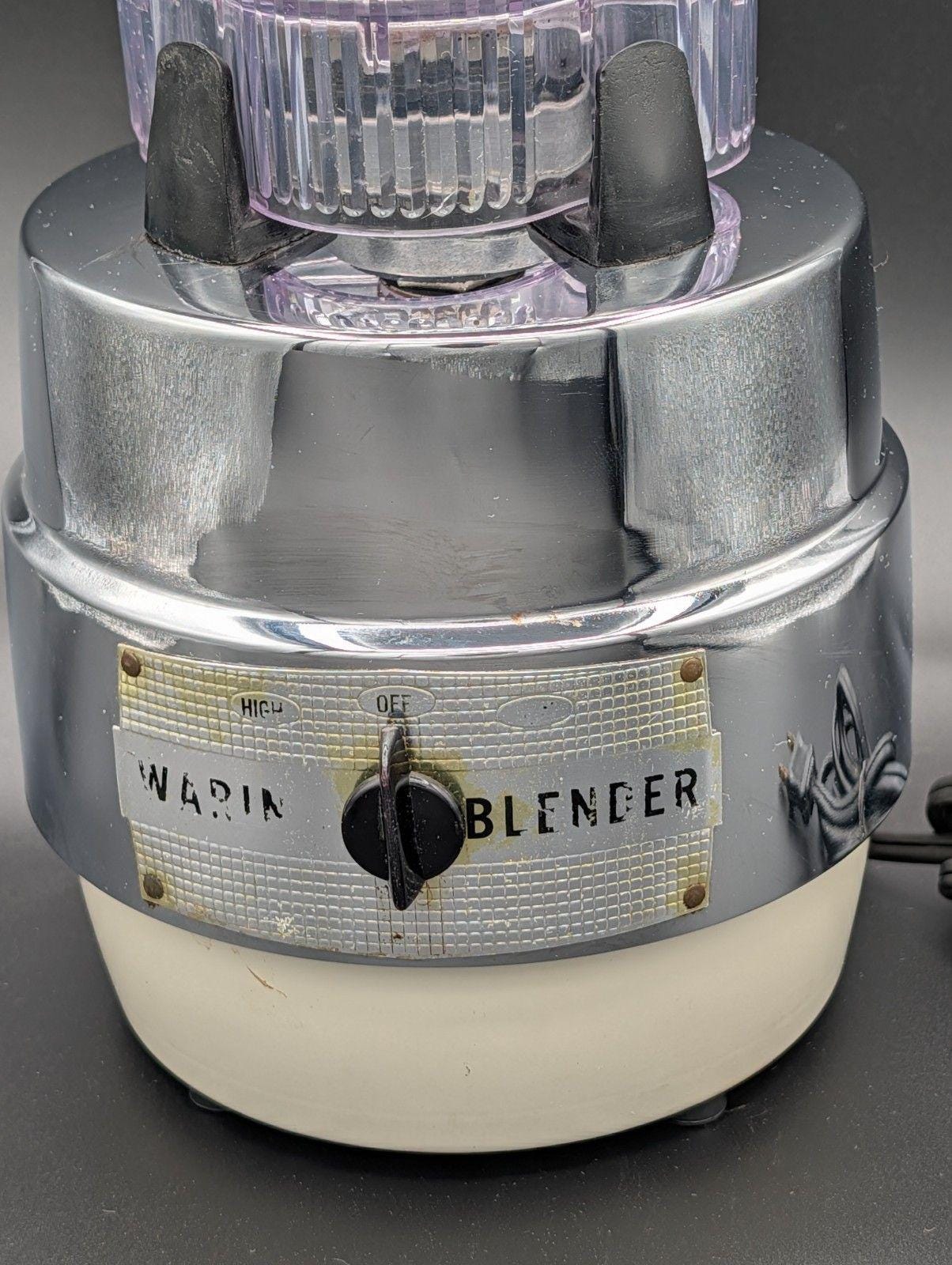 Vintage Waring 2-Speed Blender Chrome Base Cream Tested Works Missing Lid Cap