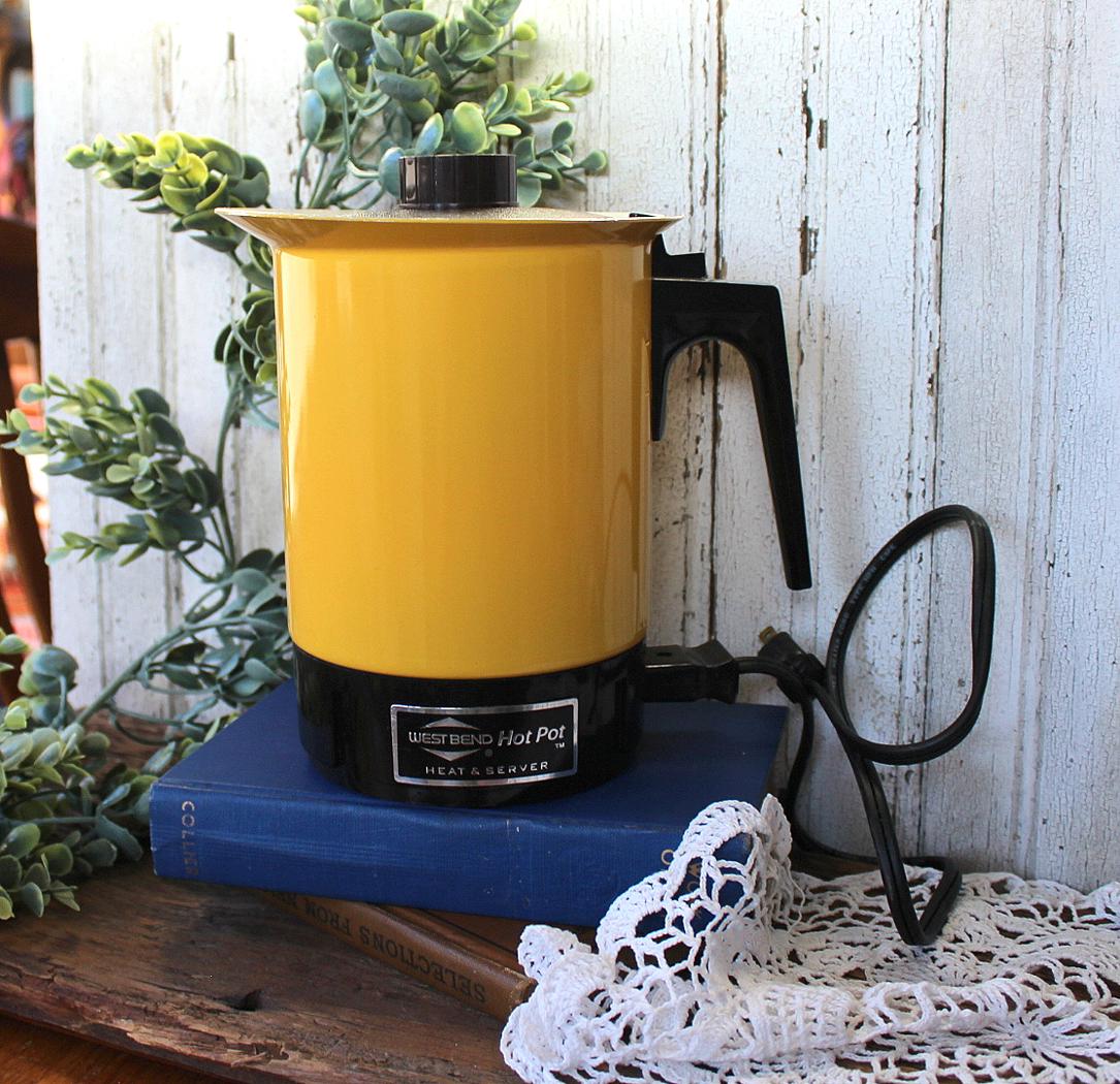 Vintage West Bend Hot Pot, Harvest Gold Electric Water Heater, 1970s Retro Kitchen Appliance