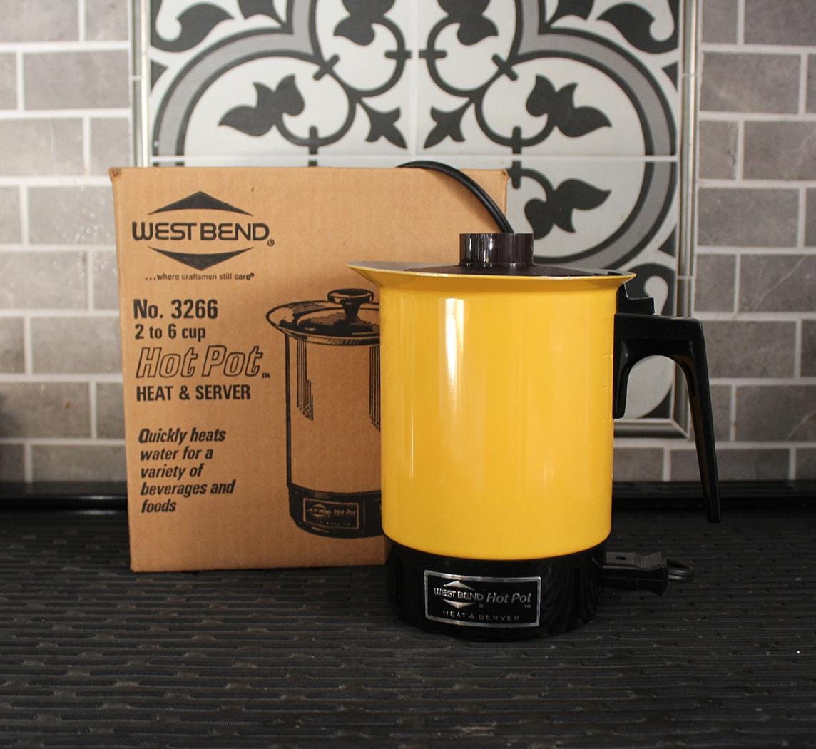 Vintage West Bend Hot Pot, Harvest Gold Electric Water Heater, 1970s Retro Kitchen Appliance