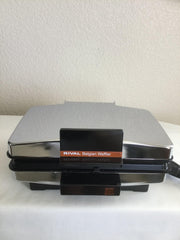 Vintage Rival Belgium Waffle Maker Chrome Non-Stick Model 9710/1