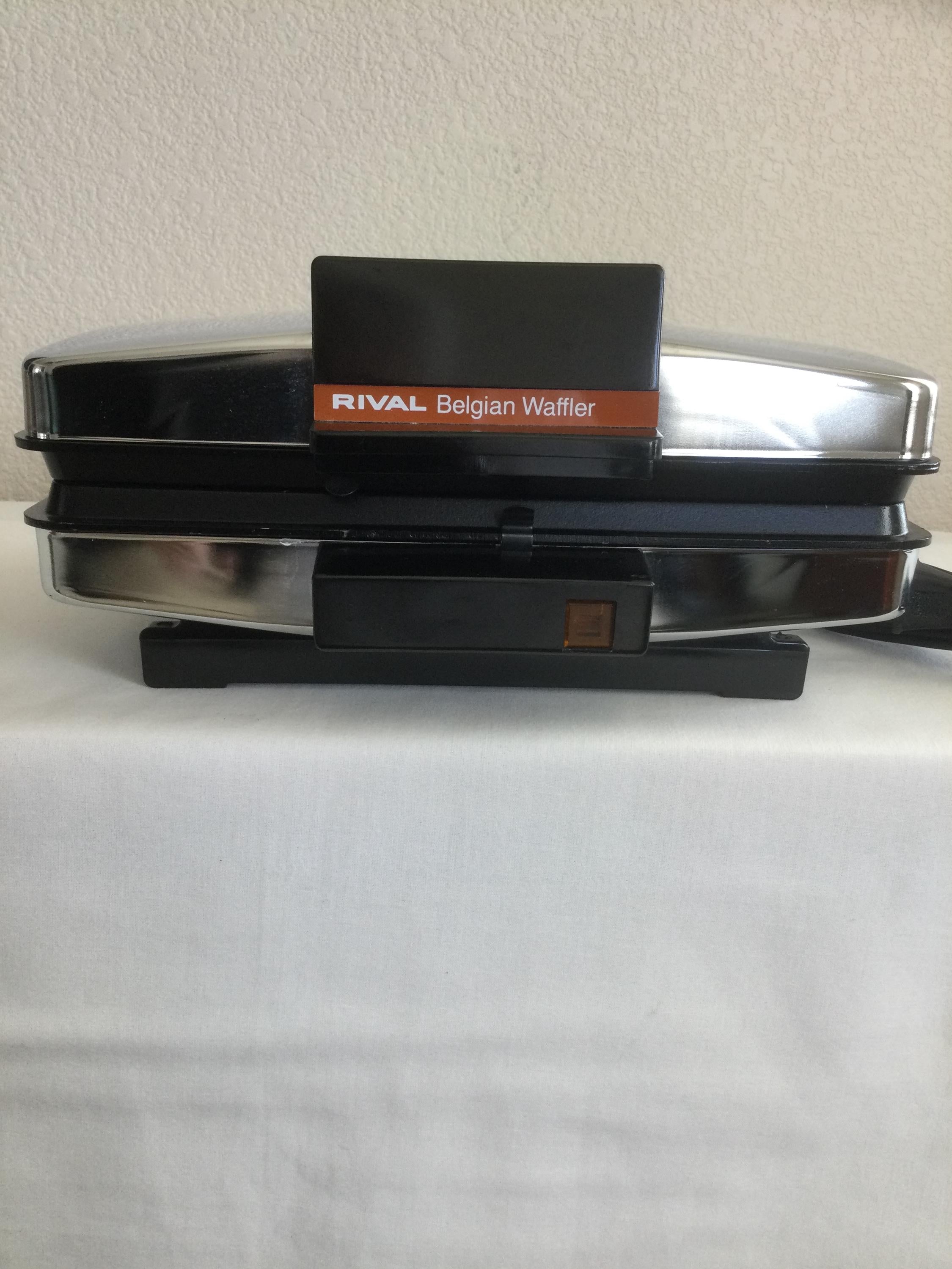Vintage Rival Belgium Waffle Maker Chrome Non-Stick Model 9710/1