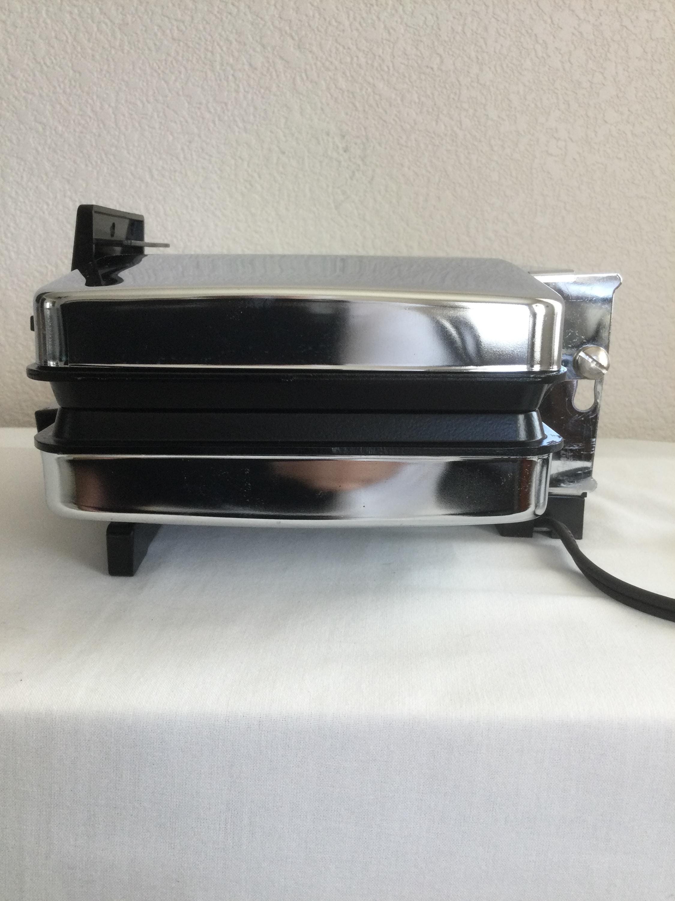 Vintage Rival Belgium Waffle Maker Chrome Non-Stick Model 9710/1