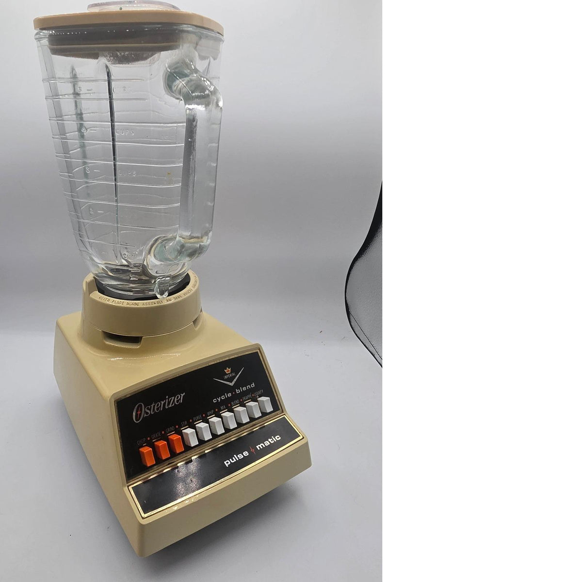 Vintage Osterizer Imperial Cycle Blend Pulse Matic 10 Speed Blender Cream Glass