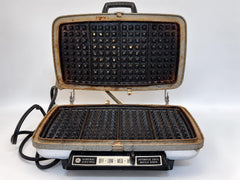 Vintage GE G44 Chrome Grill Waffle Baker with Original Manual