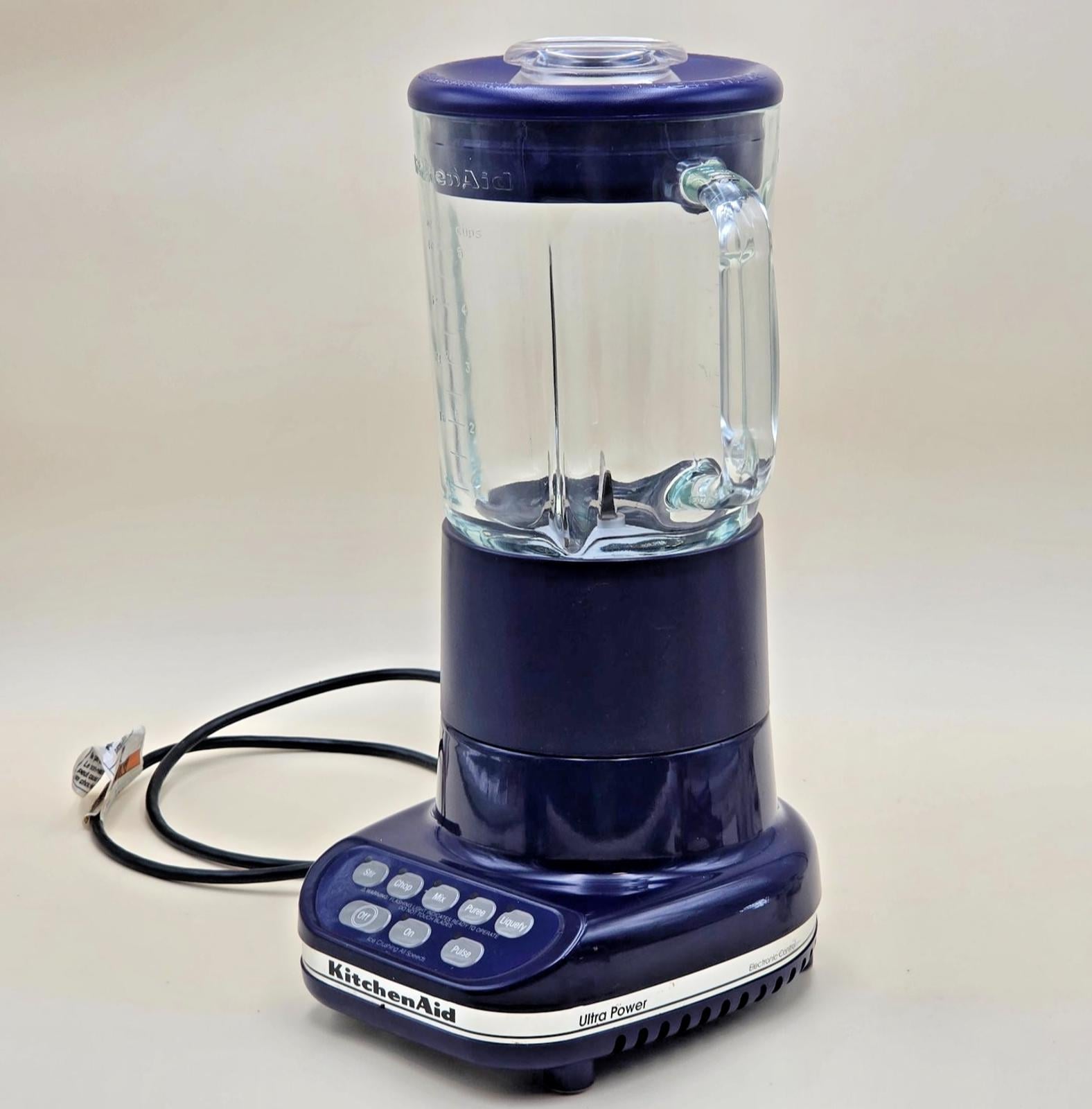 KitchenAid Ultra Power KSB5BU3 Countertop Blender 40 oz 5 Cup Blue Glass Jar