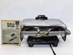 Vintage GE G44 Chrome Grill Waffle Baker with Original Manual
