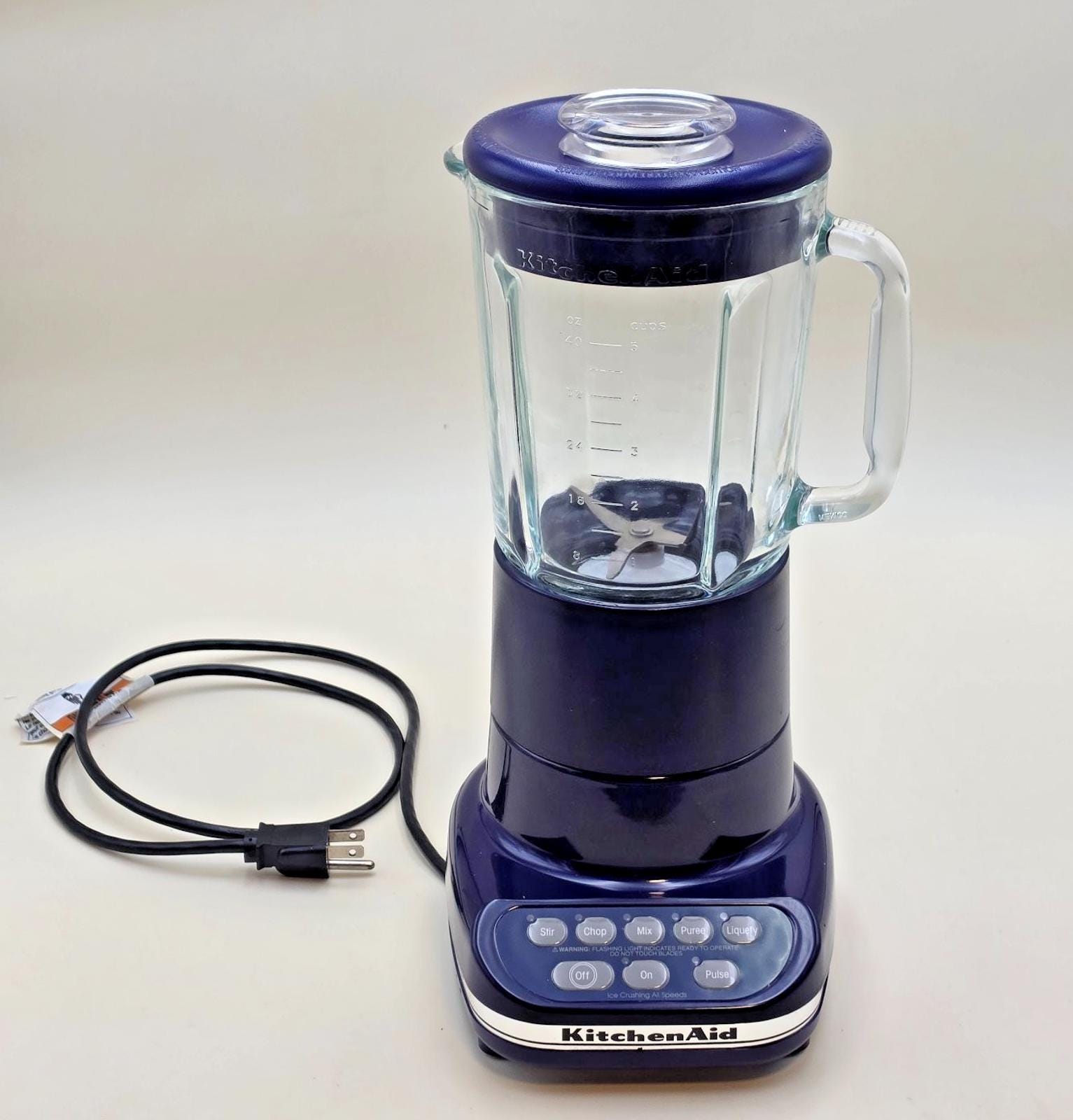 KitchenAid Ultra Power KSB5BU3 Countertop Blender 40 oz 5 Cup Blue Glass Jar