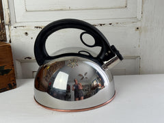 Revereware Whistling Tea Kettle Stainless Steel Vintage 1980s Retro Kitchen Appliance